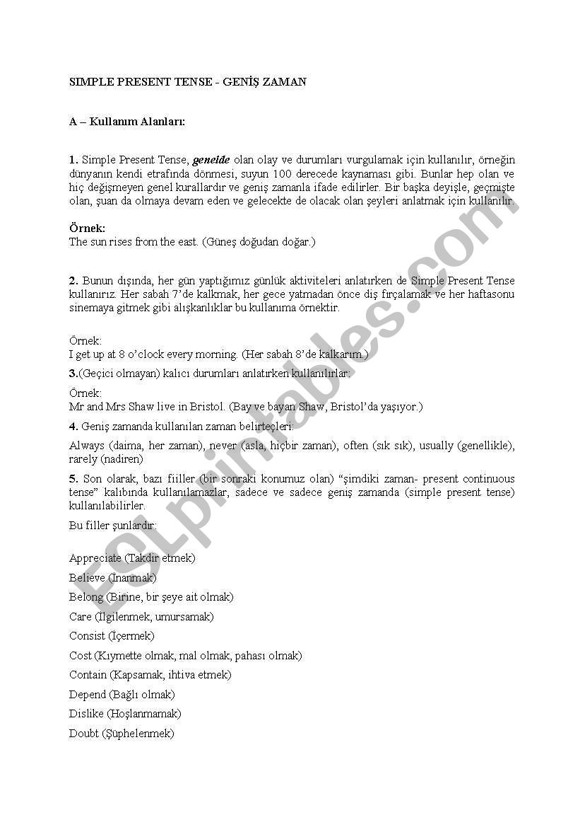 simple present tense worksheet