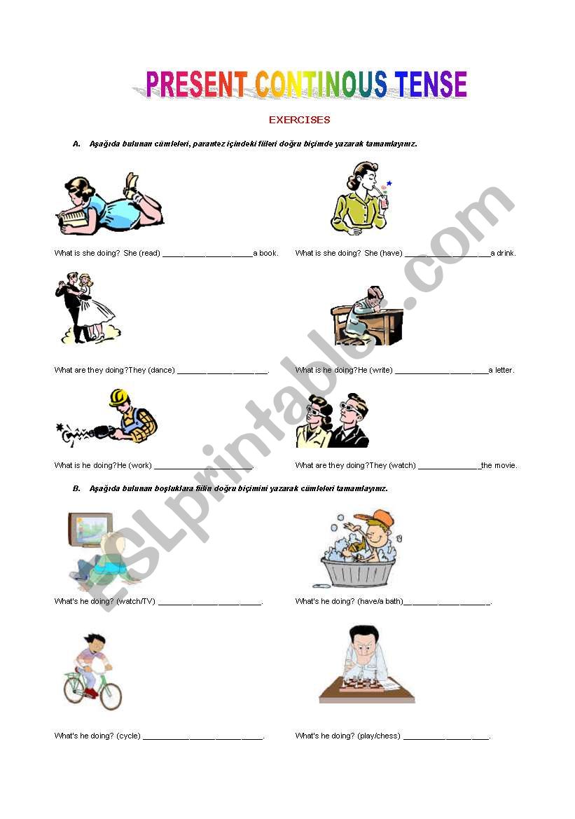 present continous tense worksheet