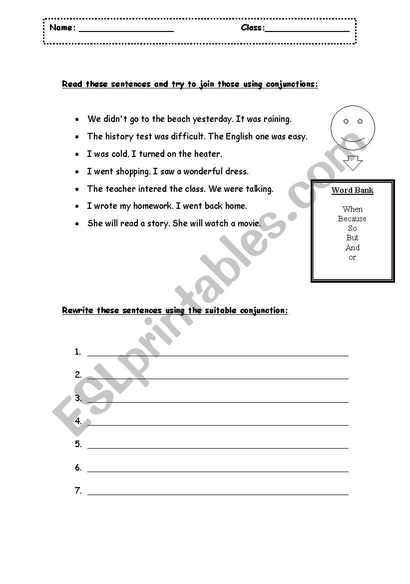 Conjunctions worksheet