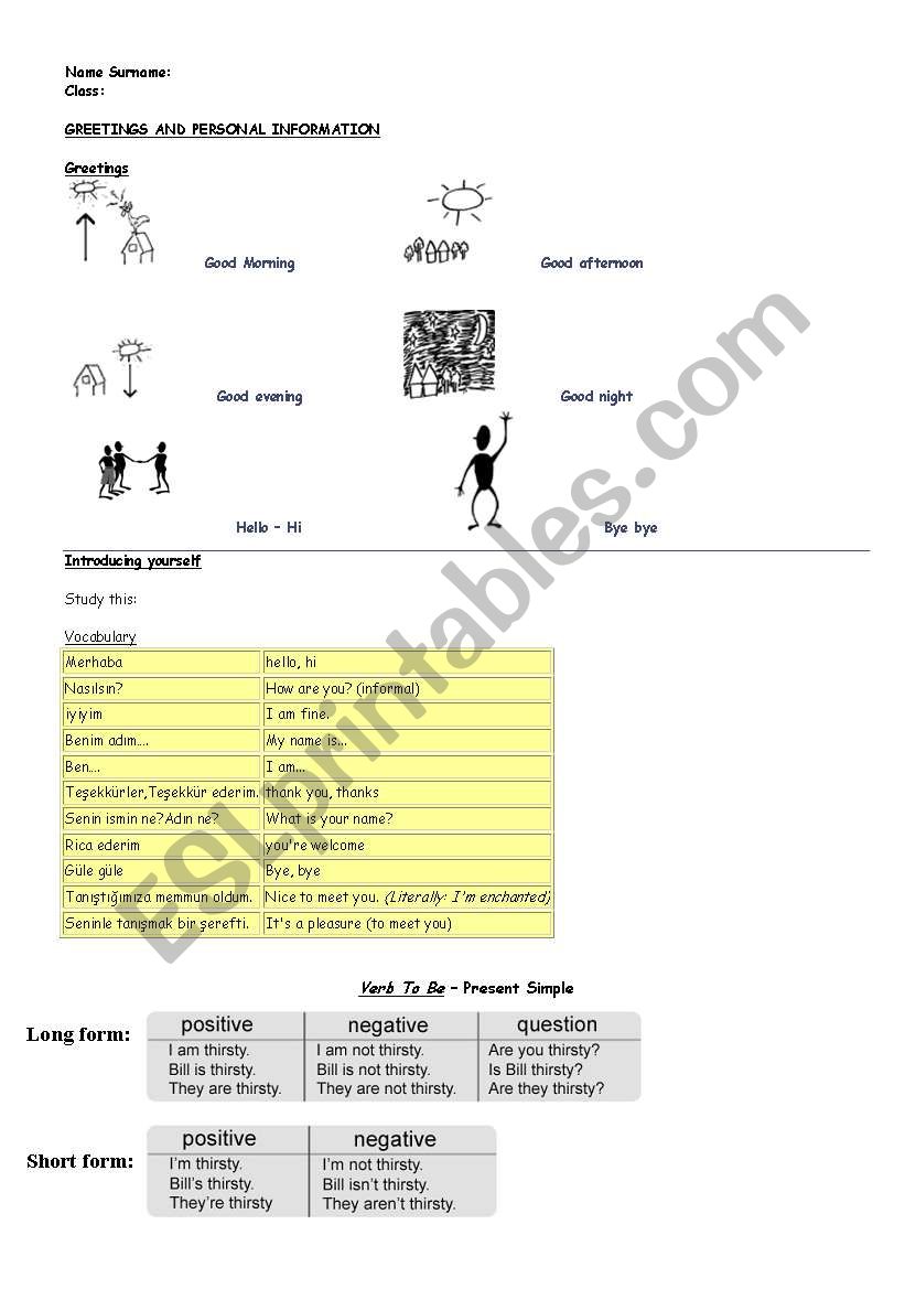 first exam for Turkish stds worksheet