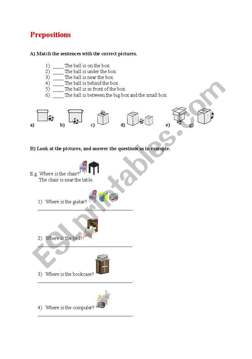 prepositions / practice worksheet