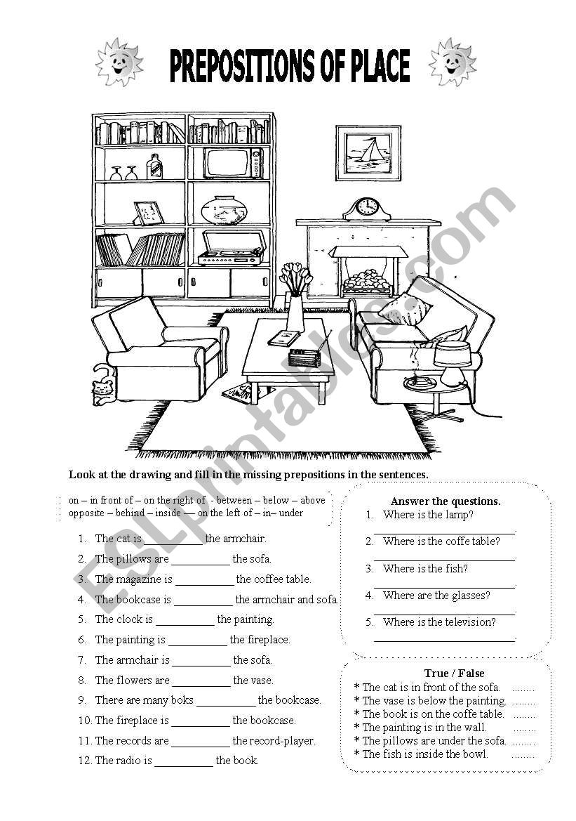 Prepositions of Place worksheet