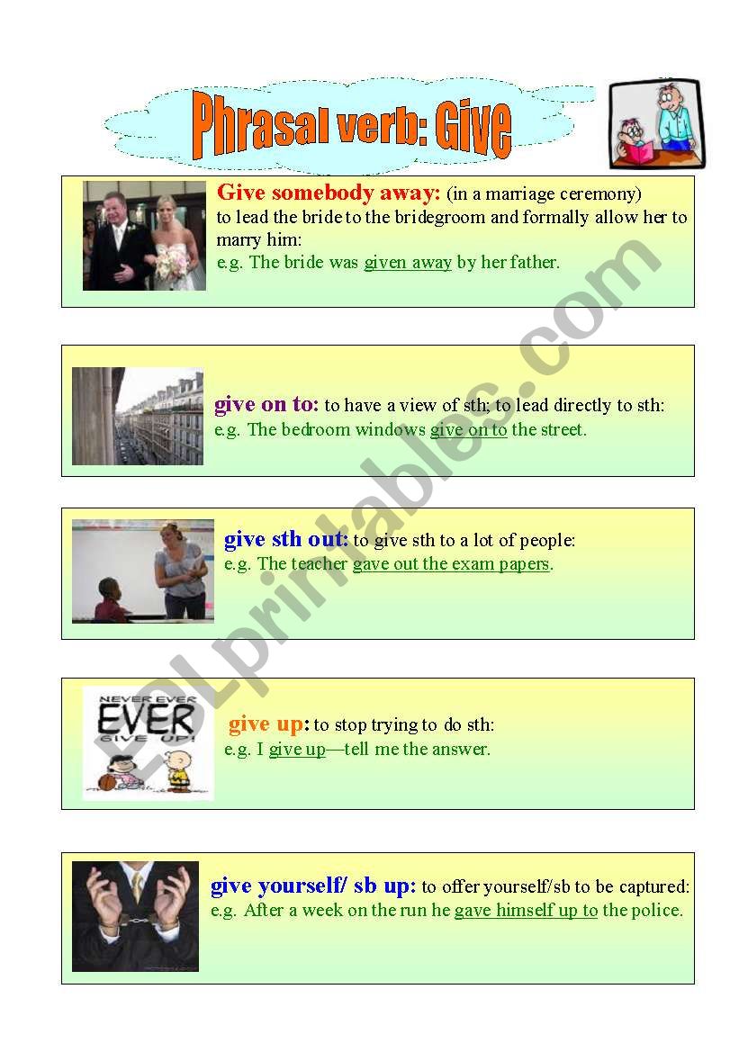 Phrasal verb GIVE worksheet