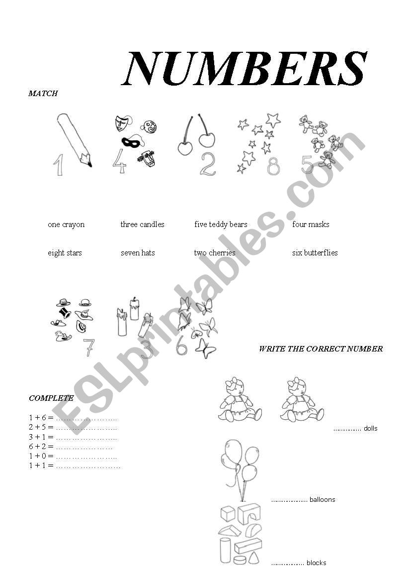 numbers worksheet