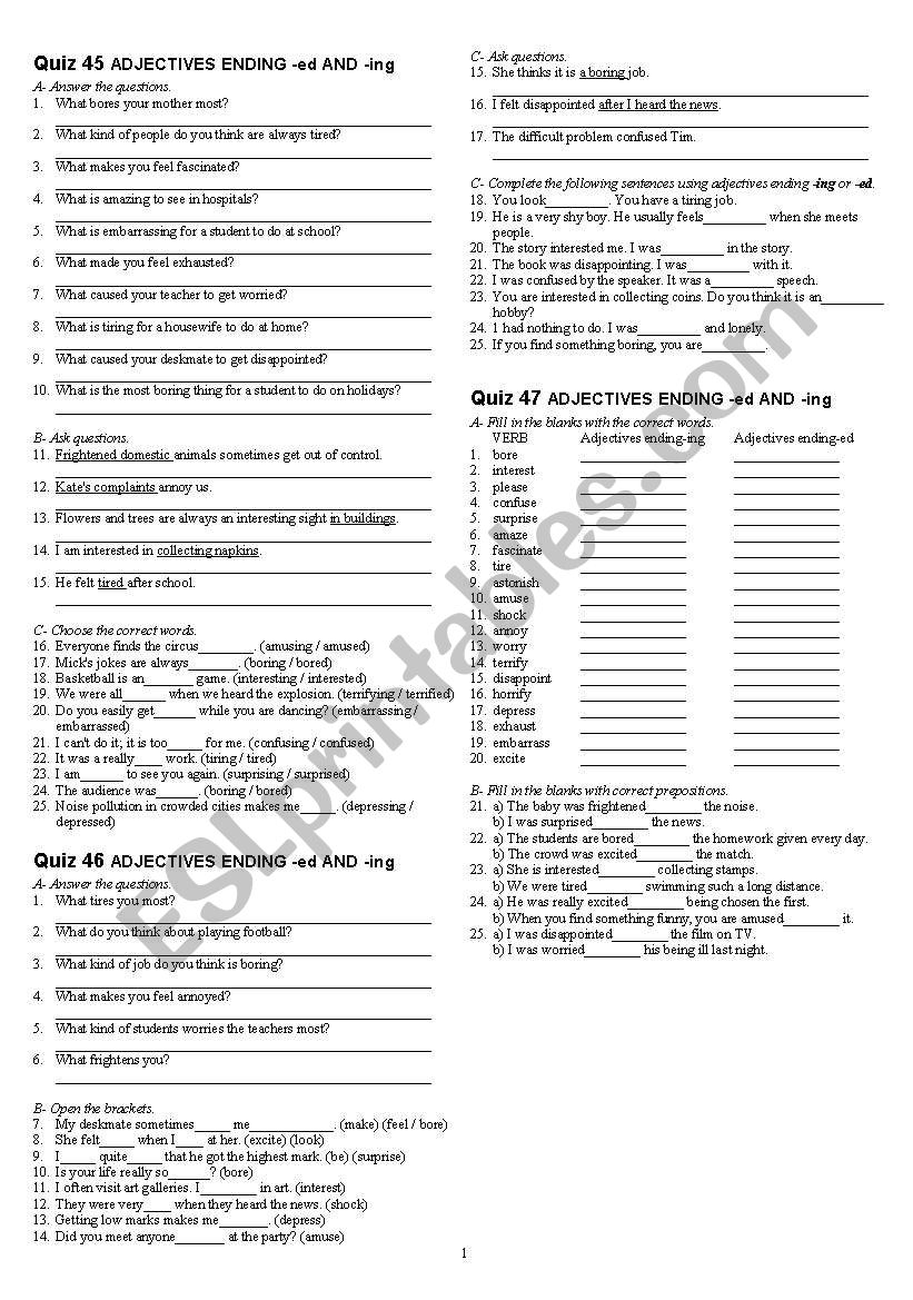 adjectives worksheet