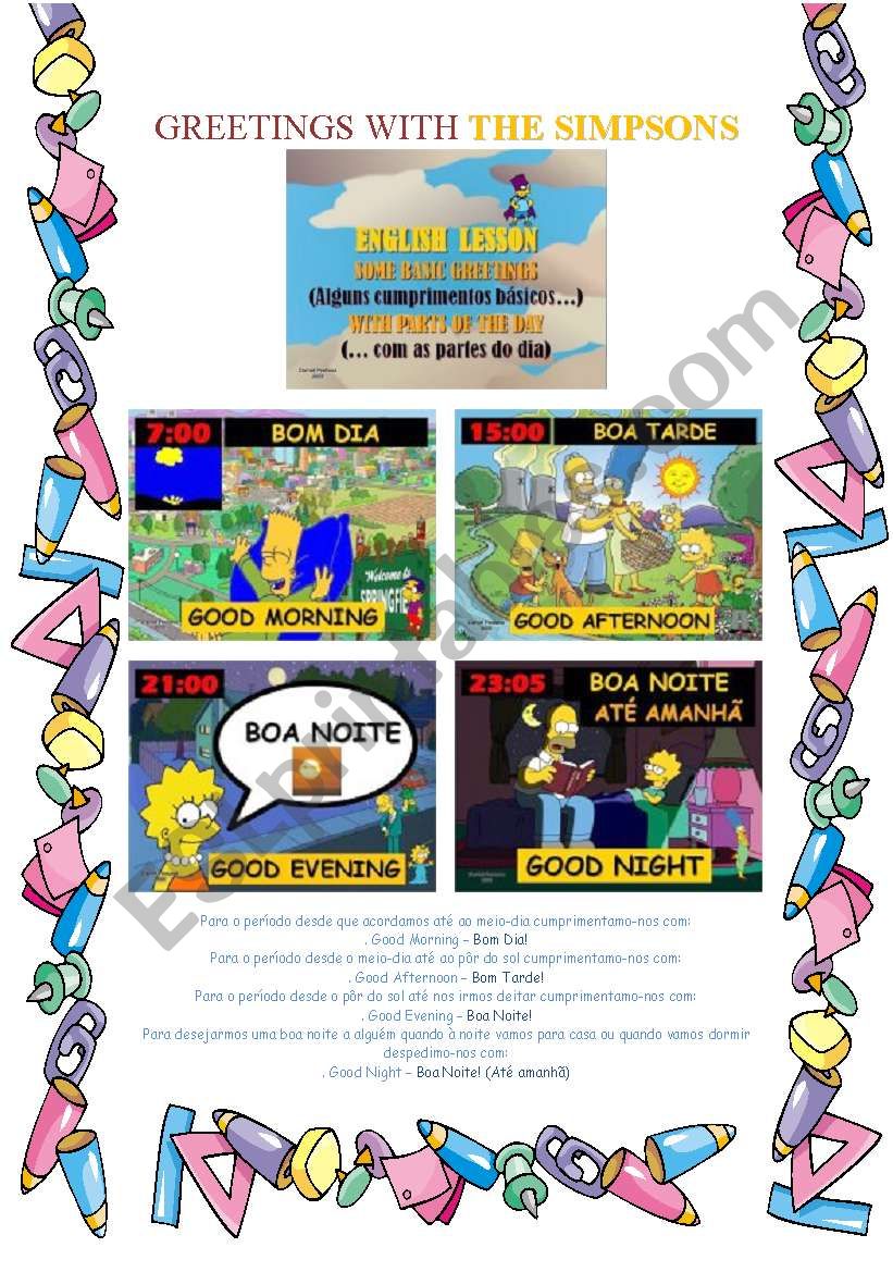 Greetings with The Simpsons worksheet
