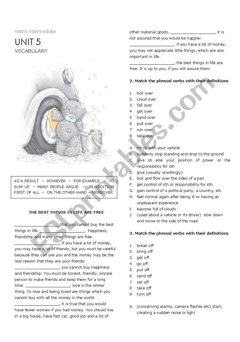 Vocabulary worksheet