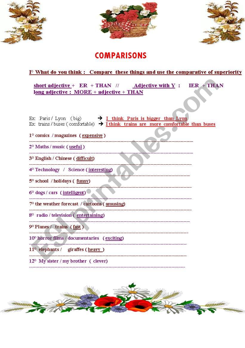 Comparisons : superiority and equality negative : 4 easy exercises 
