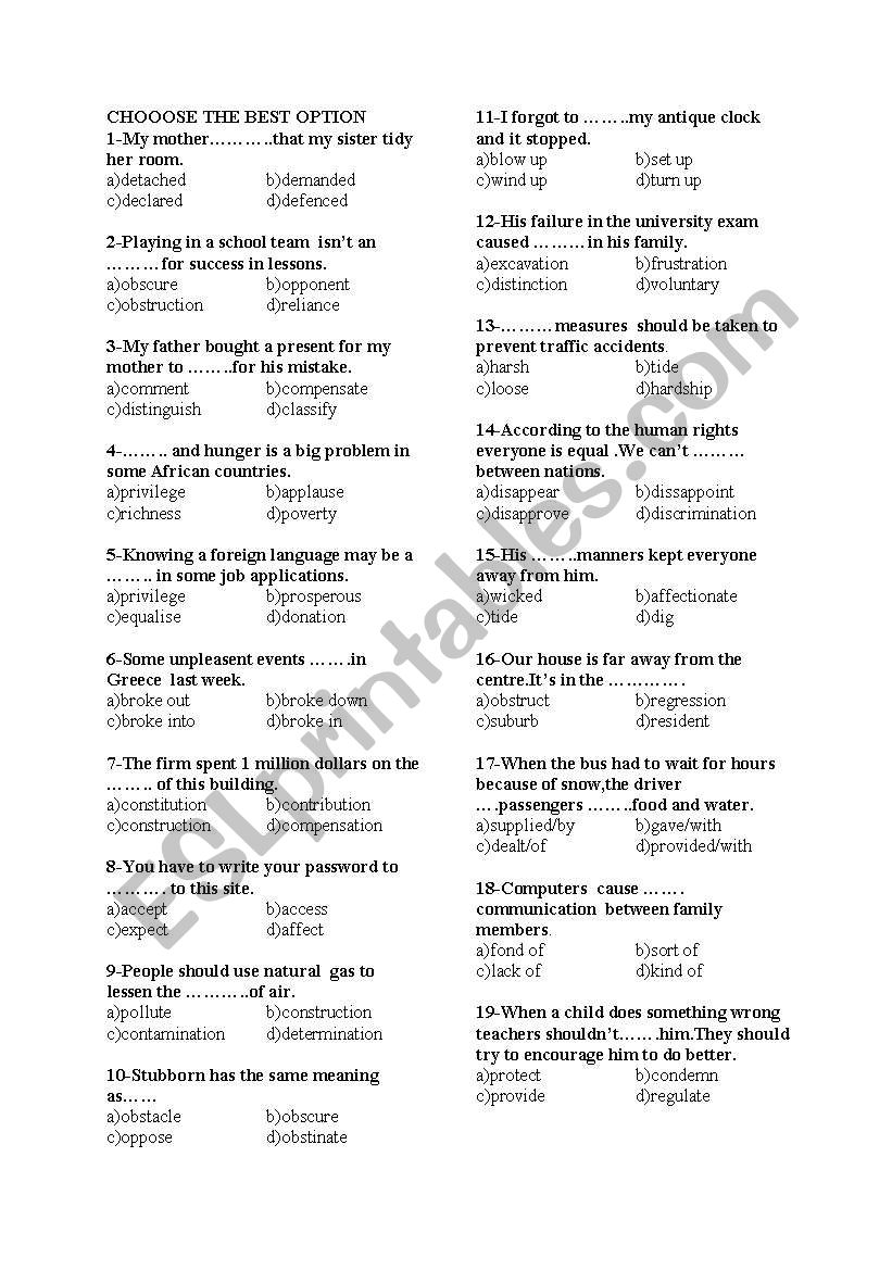 vocabulary worksheet