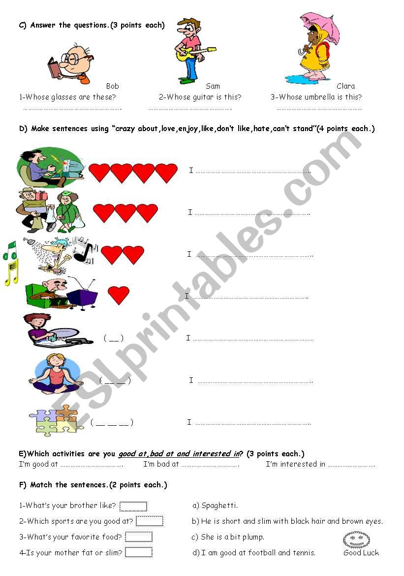 6th grades worksheet