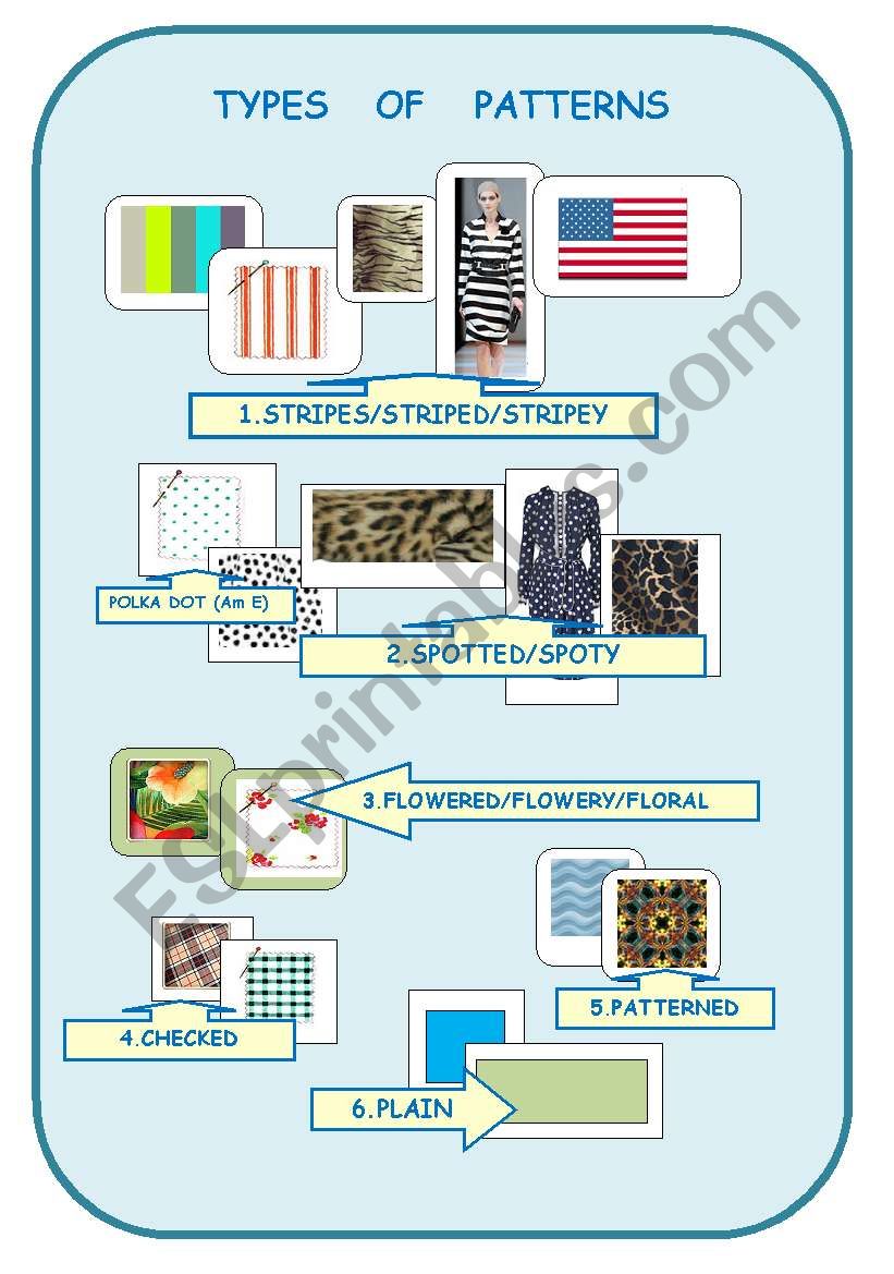 TYPES OF PATTERNS worksheet