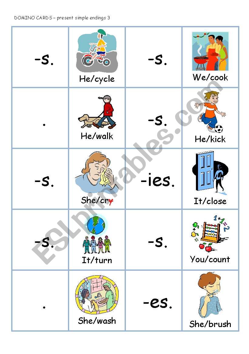 DOMINO - PRESENT SIMPLE endings 3