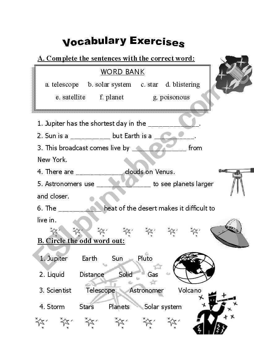 vocabulary worksheet