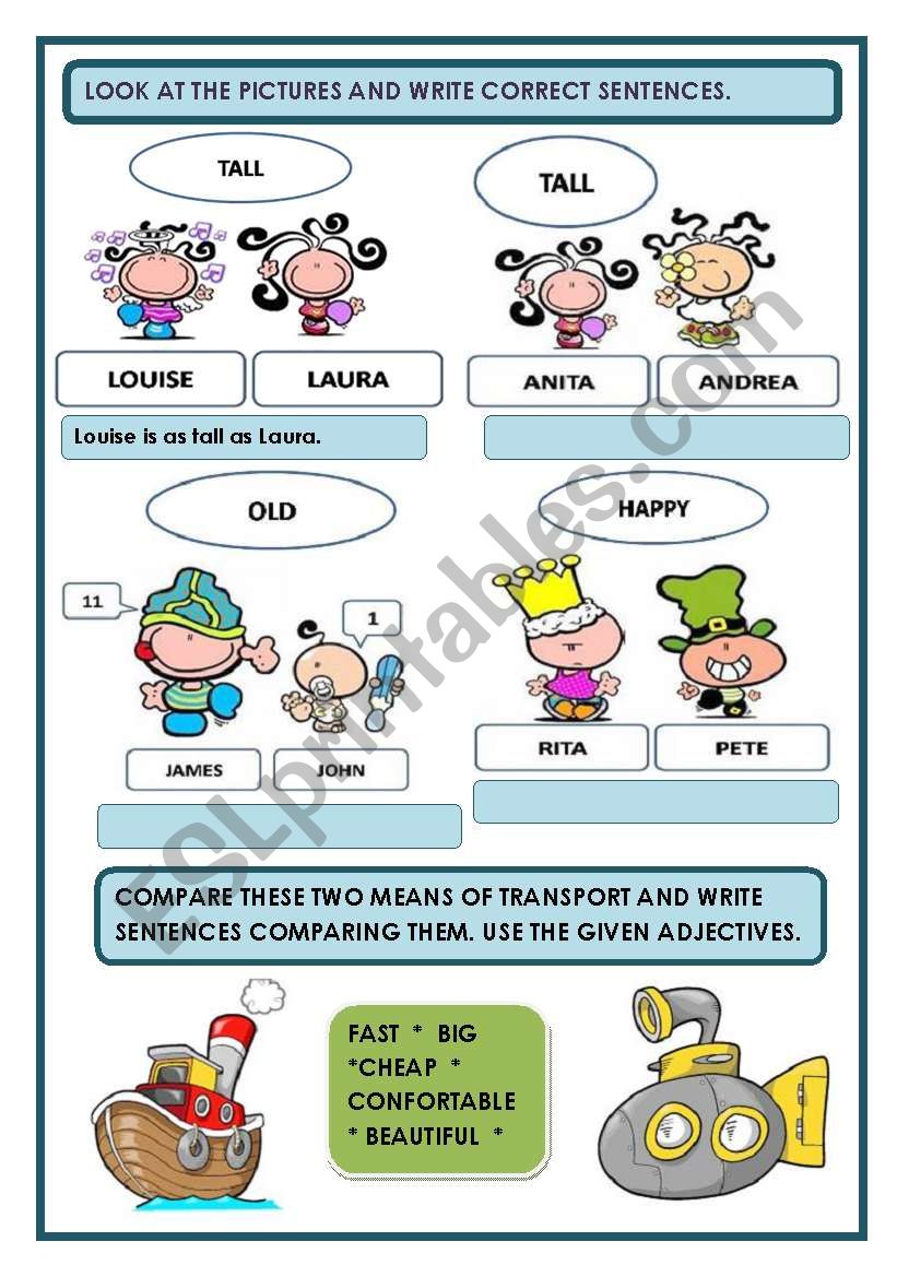 ADJECTIVES - COMPARATIVES worksheet