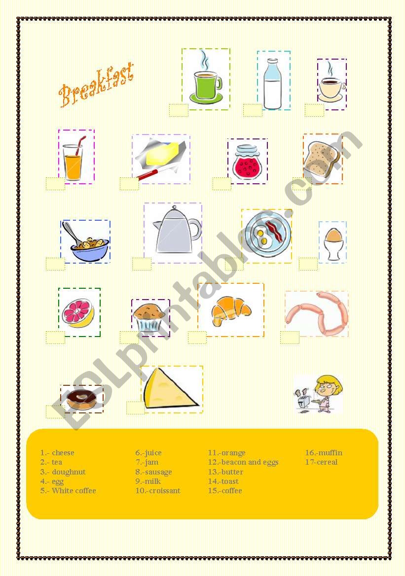 BREAKFAST - ESL worksheet by SUPERBUBBLE