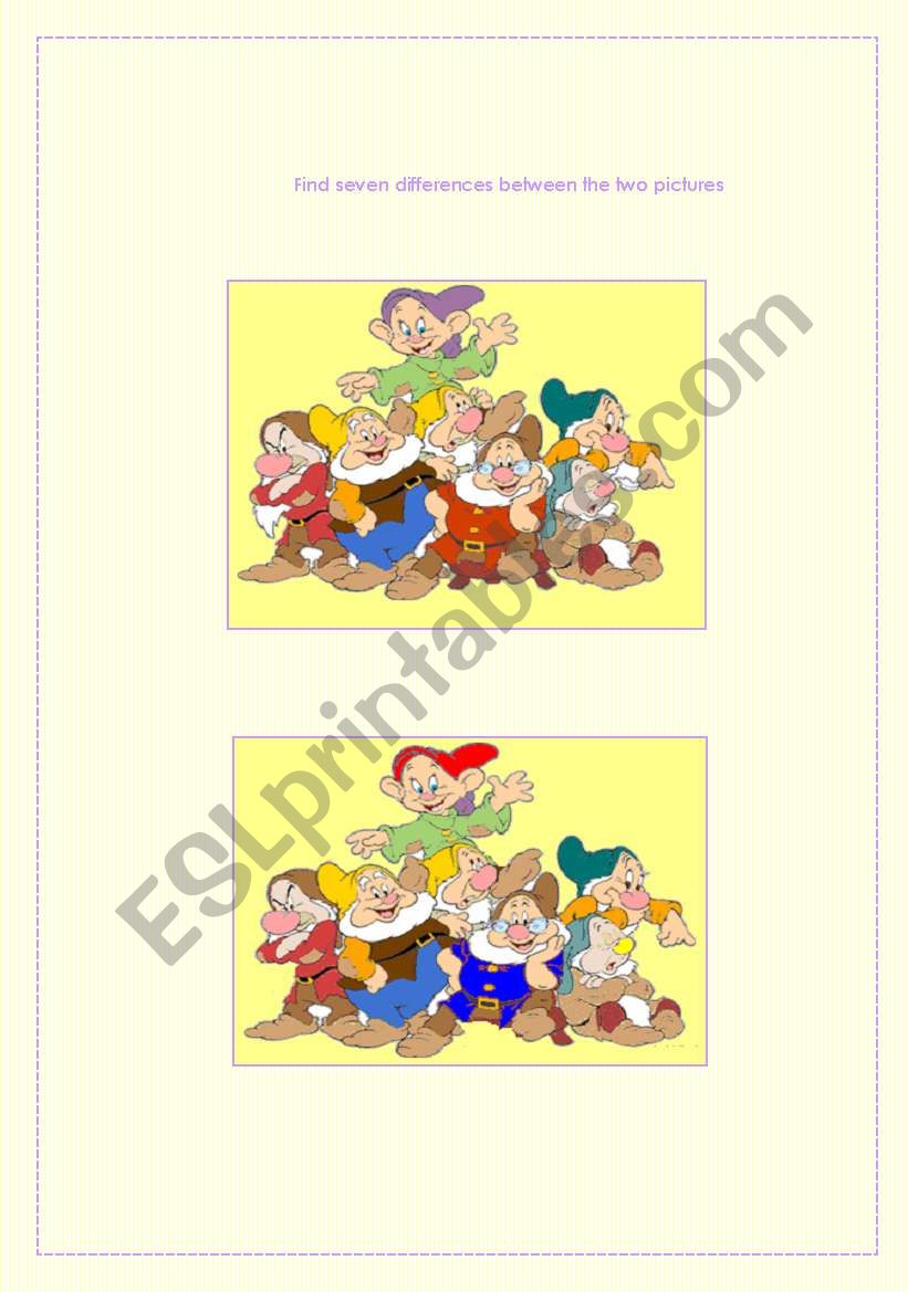 Find the seven differences worksheet