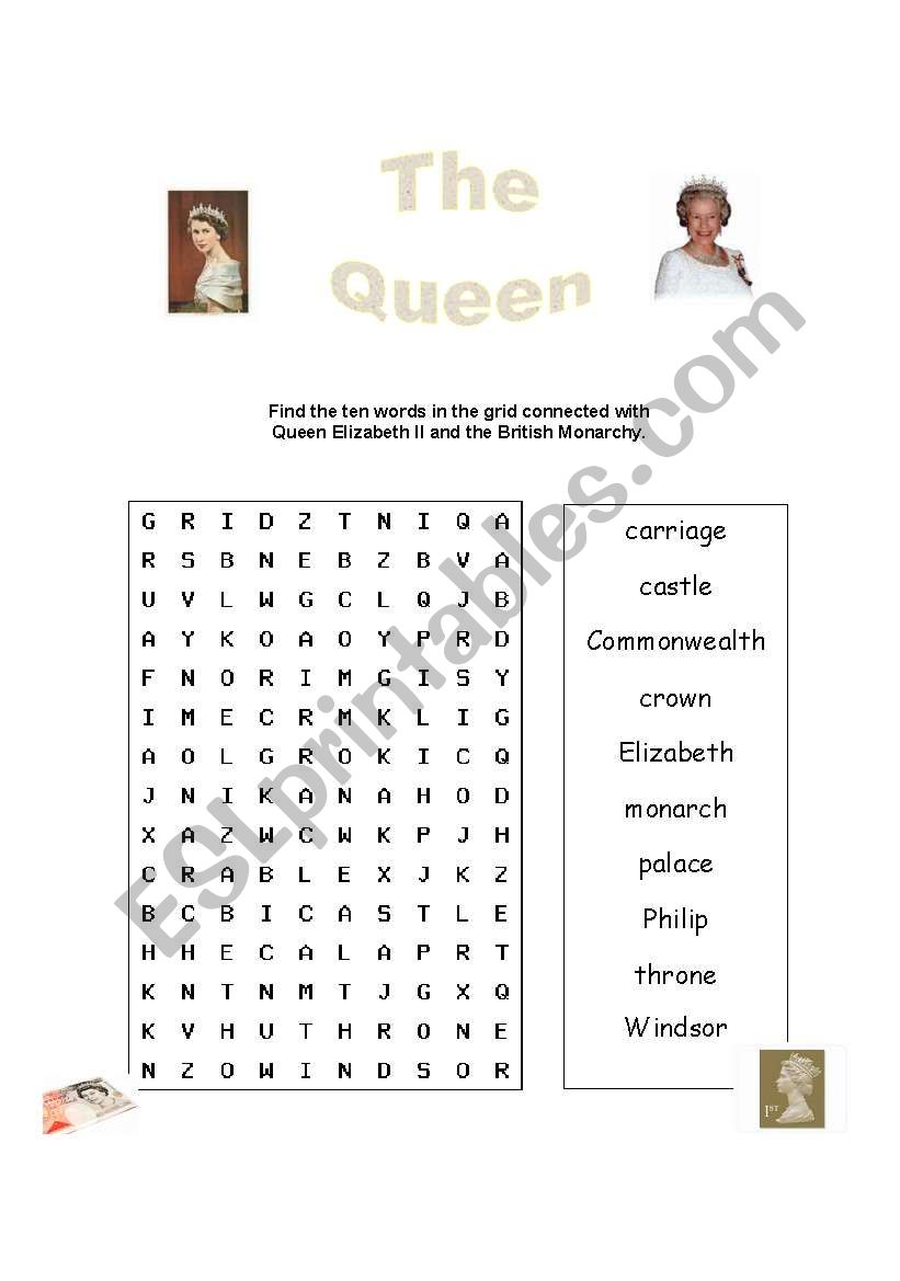 Queen Elizabeth II word search