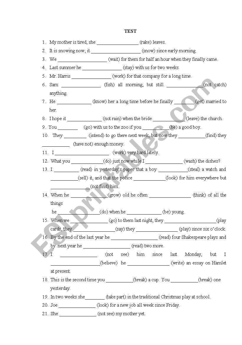 mixed tenses worksheet