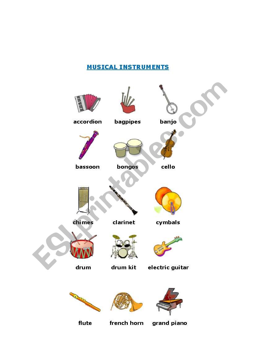 MUSICAL INSTRUMENTS PICTOVOCABULARY