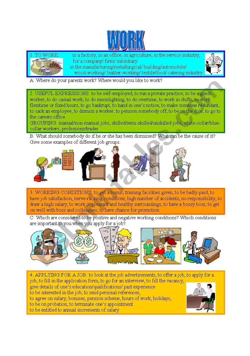 WORK-Useful Expressions worksheet