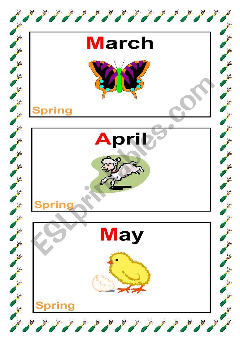 months flash cards worksheet