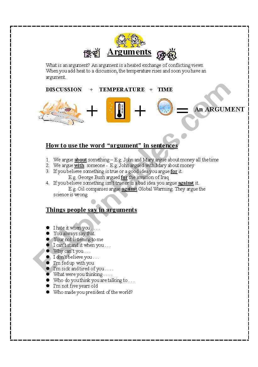 The Art of the Argument worksheet