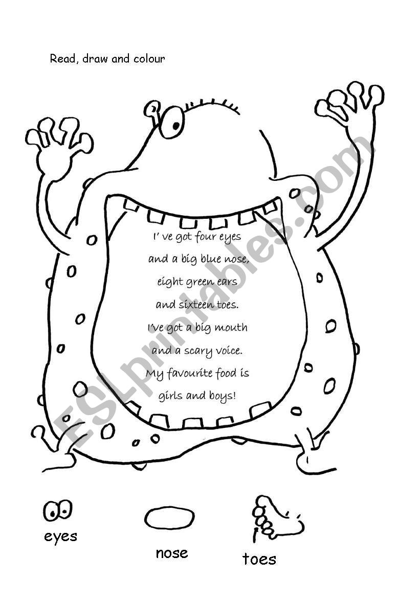 Monster poem worksheet