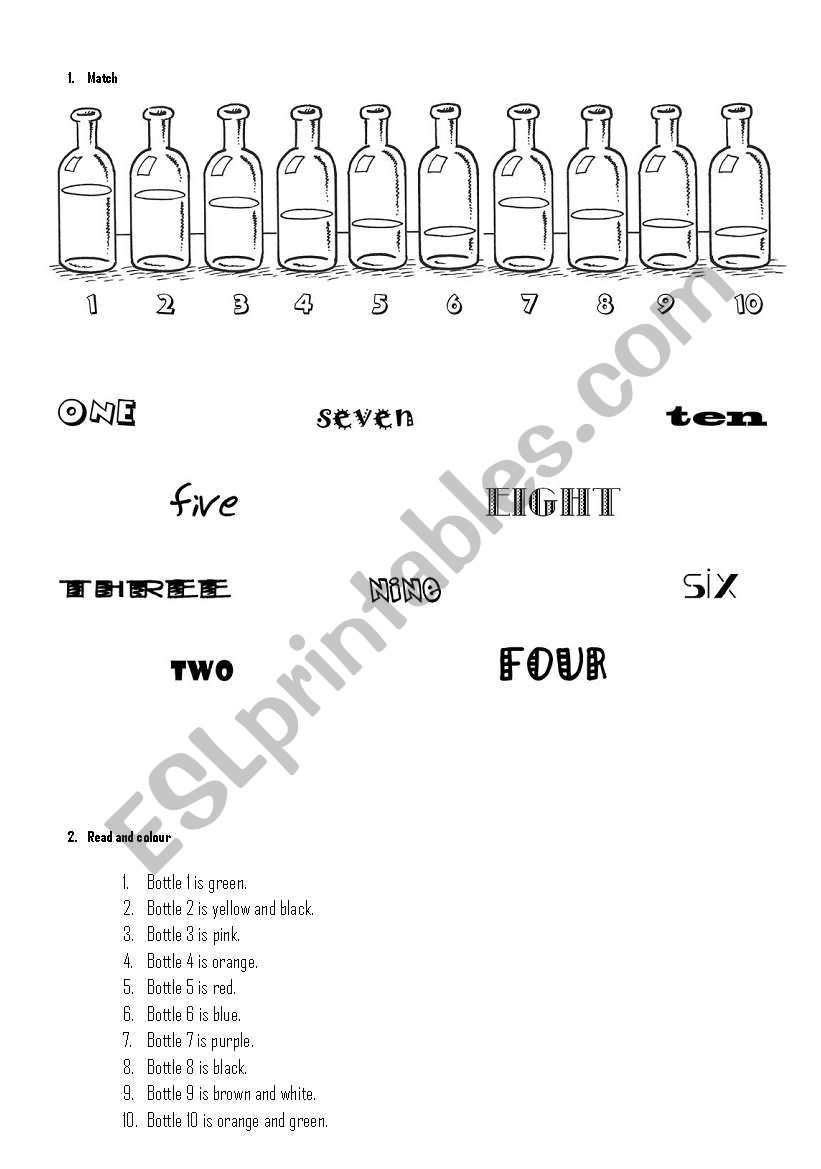 10 green bottles worksheet