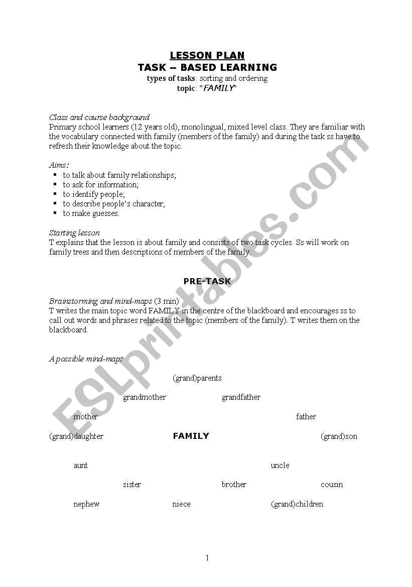 Family worksheet