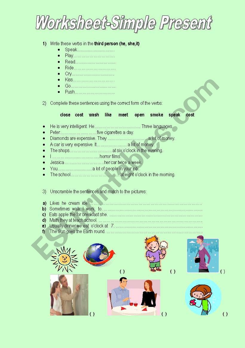 Simple present worksheet worksheet