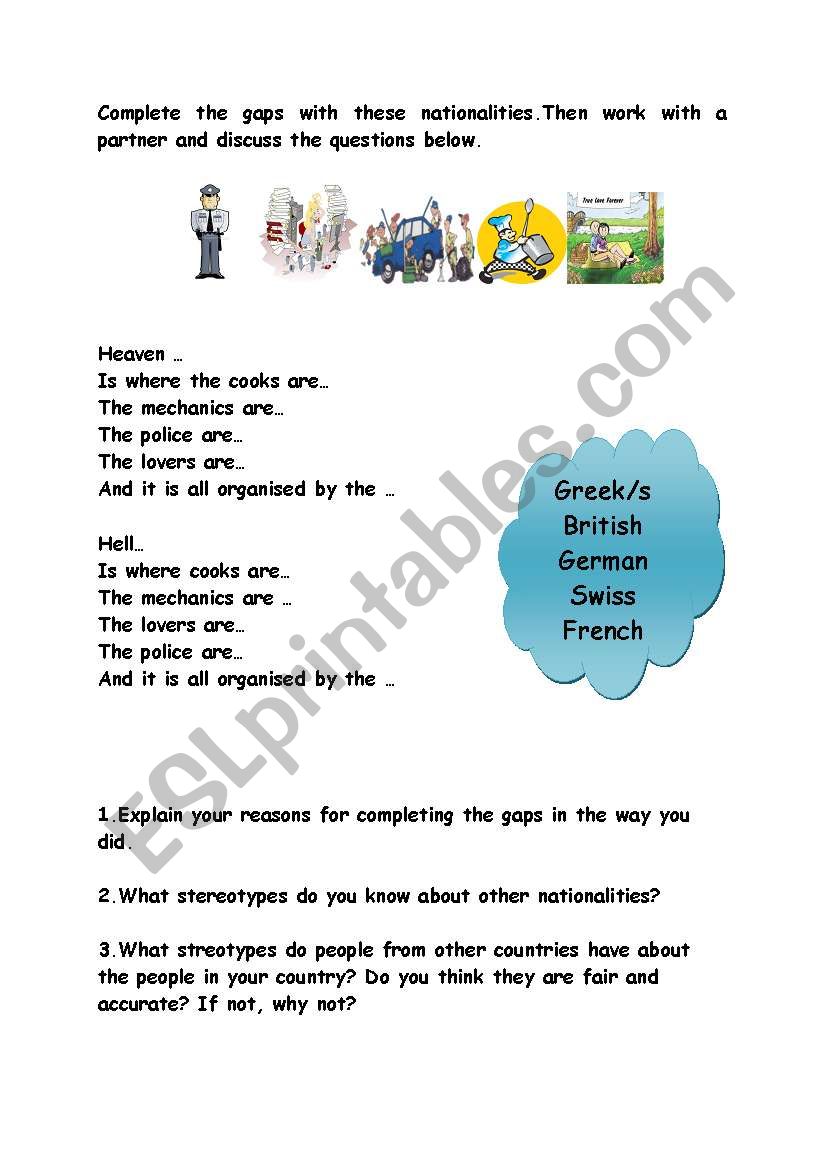 cultural aspects worksheet