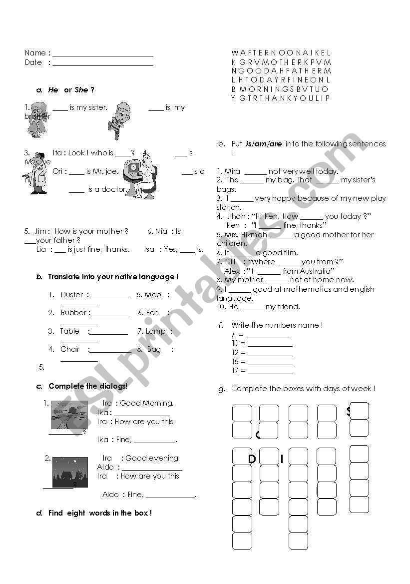children 2 worksheet