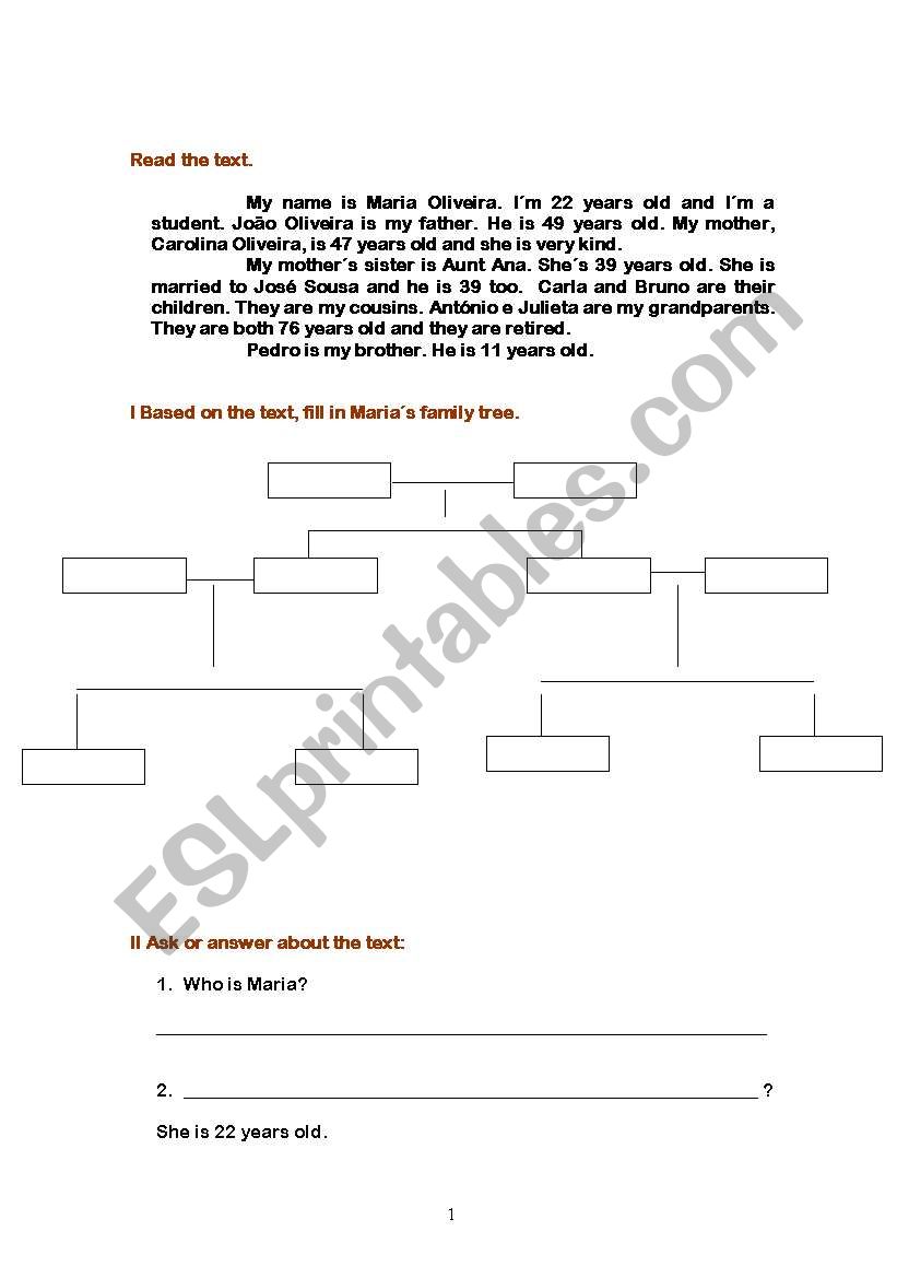 Family worksheet