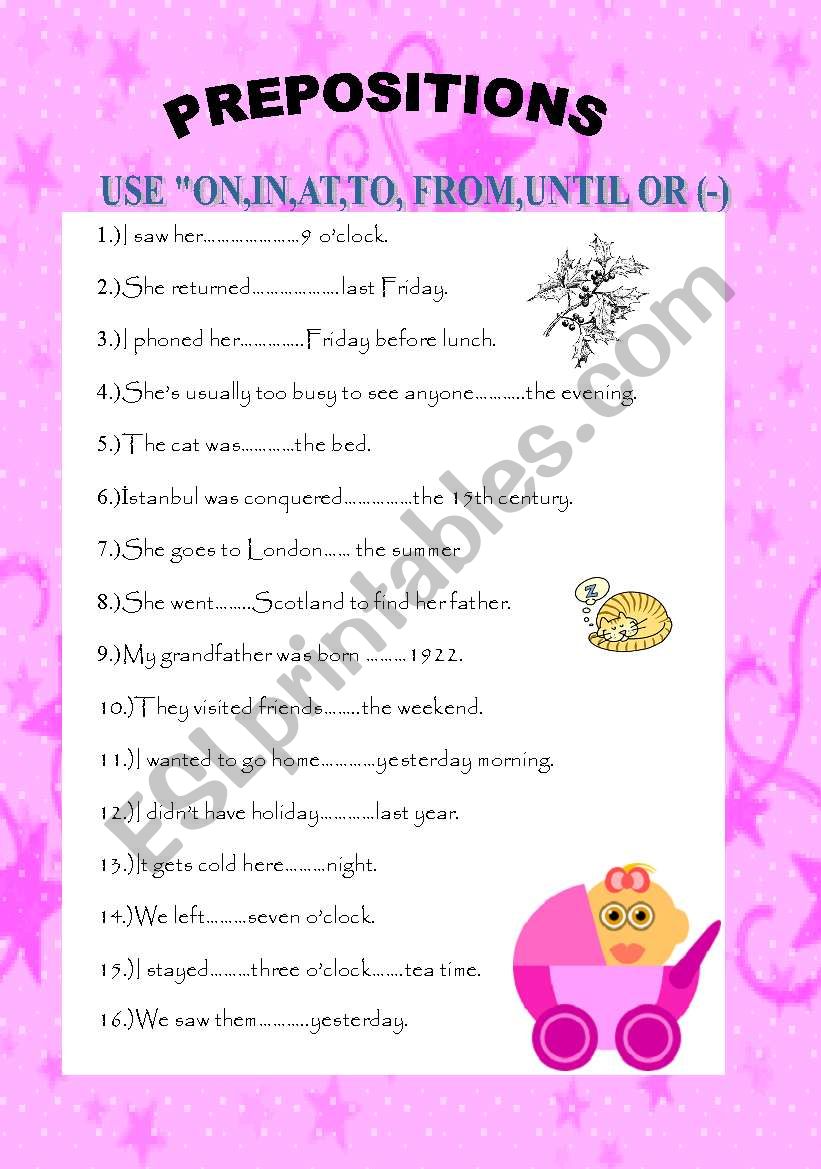 prepositions worksheet