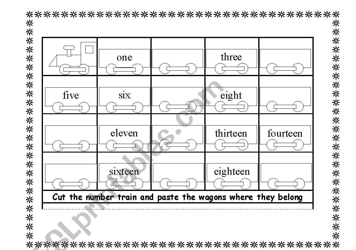 Number  Word Train worksheet