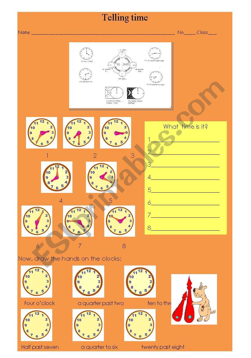 Telling time worksheet