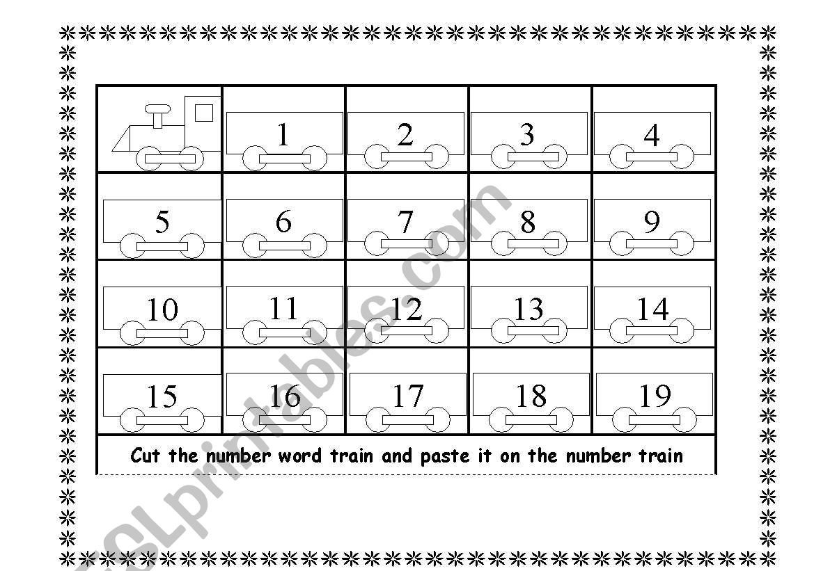 Number and Number Word Trains worksheet