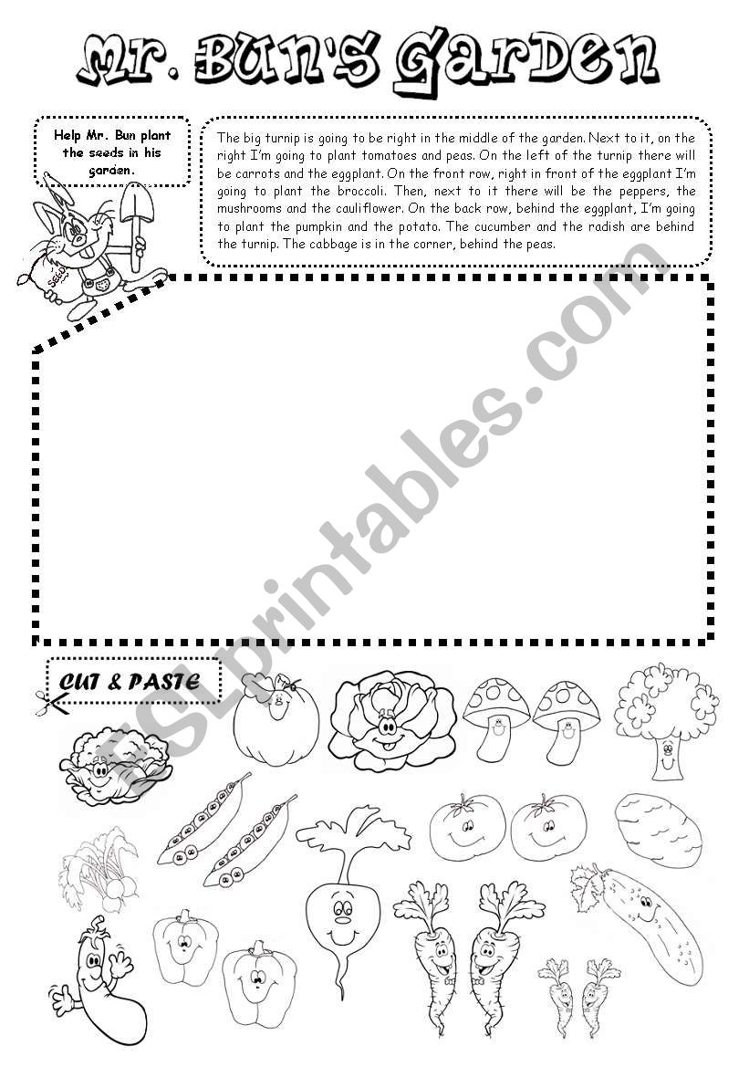 Mr. Buns Garden (vegetables) worksheet