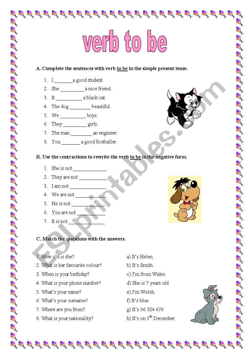 Verb To Be Simple Present 28 12 08 ESL Worksheet By Manuelanunes3