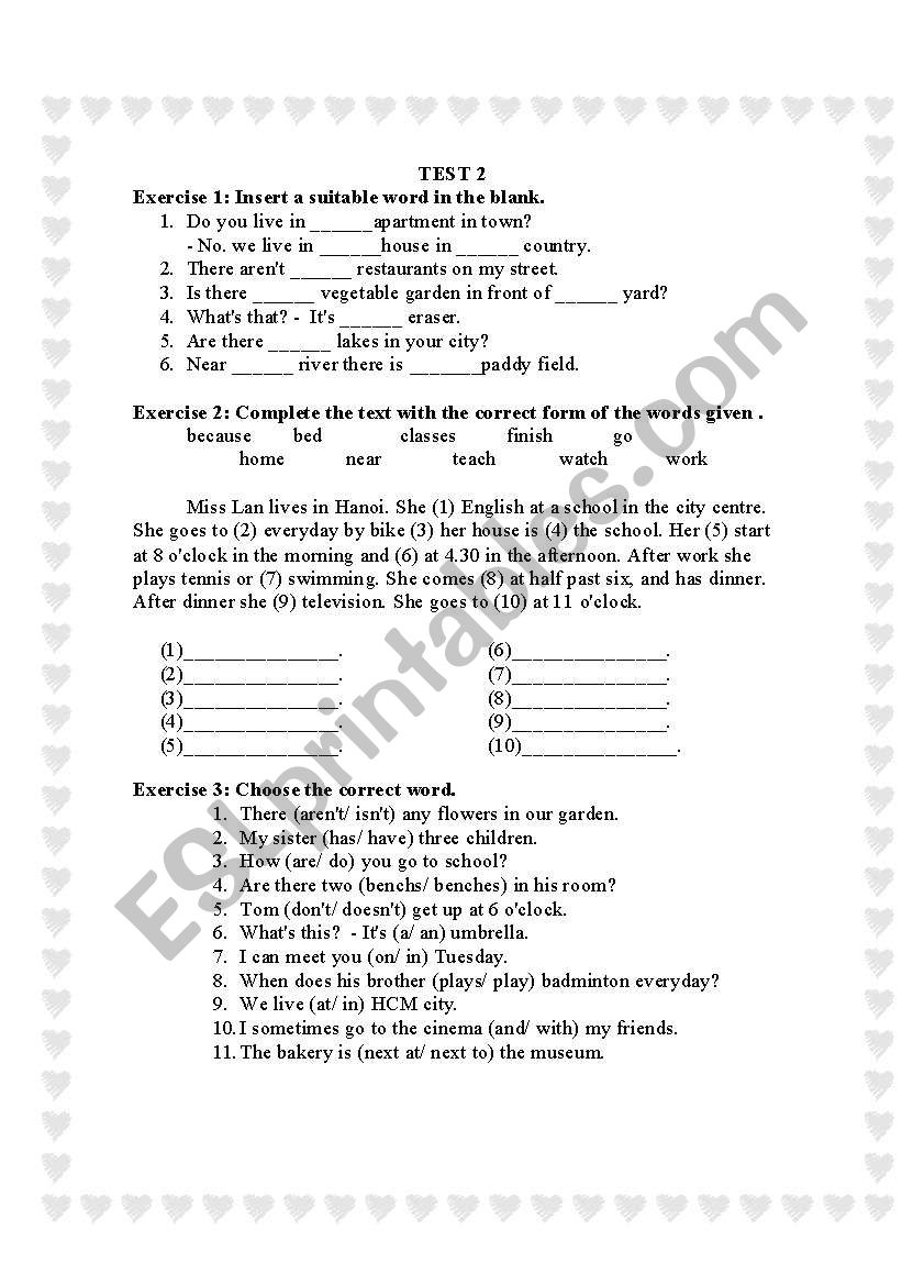 Present tense worksheet