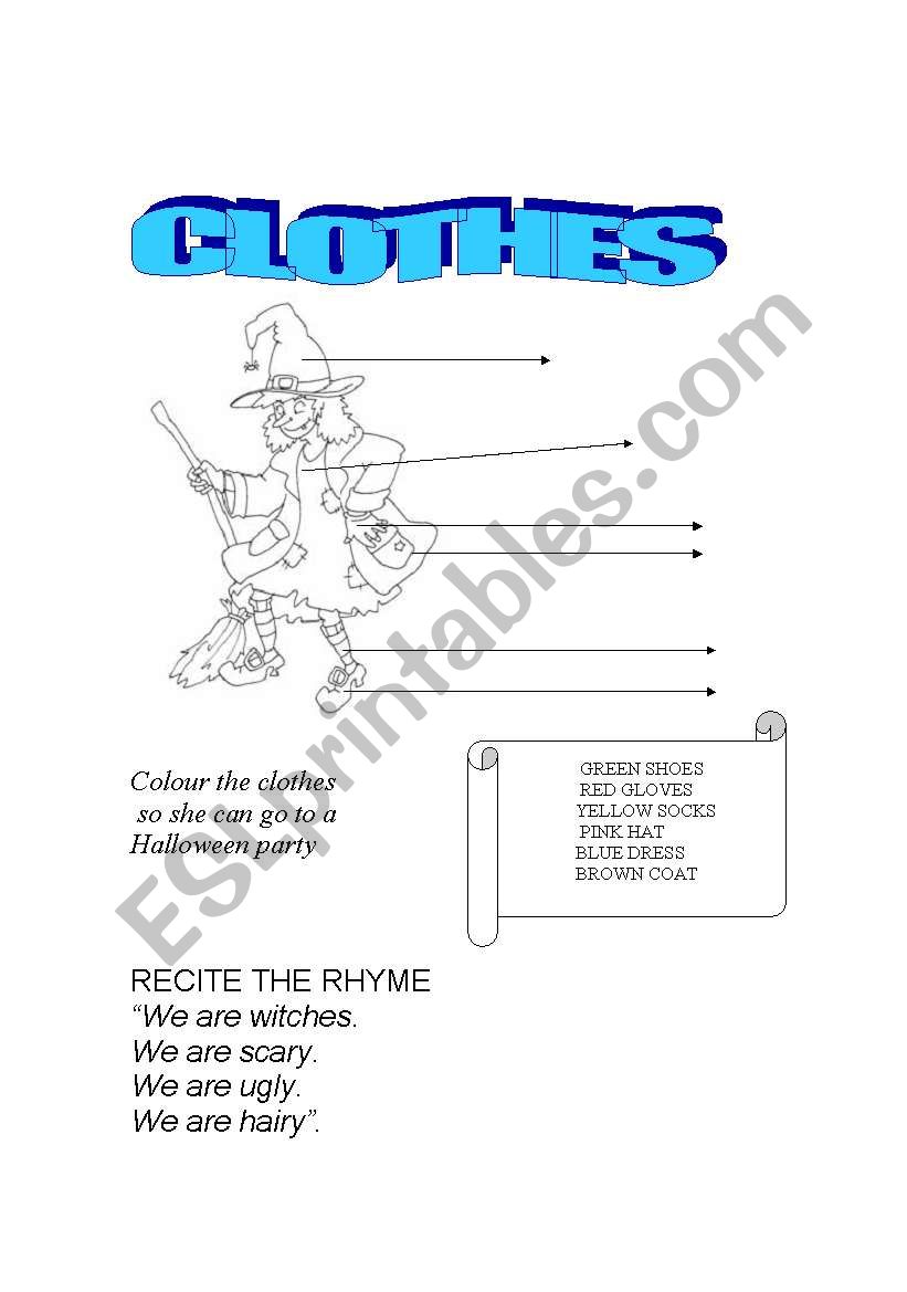 HALOWEEN CLOTHES worksheet