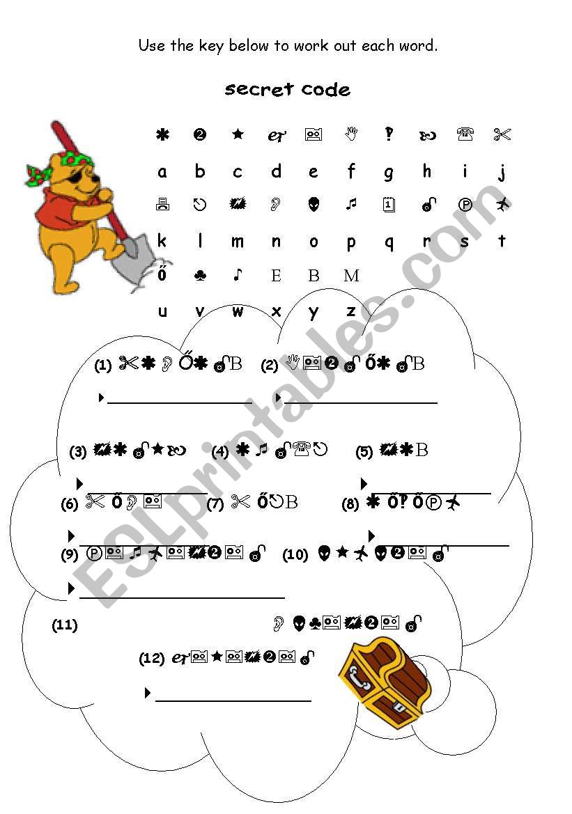 secret code puzzle - months worksheet