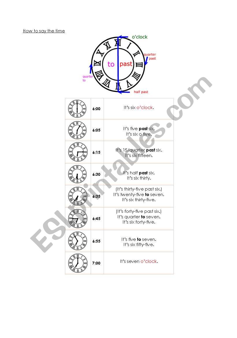 Whats the time? worksheet