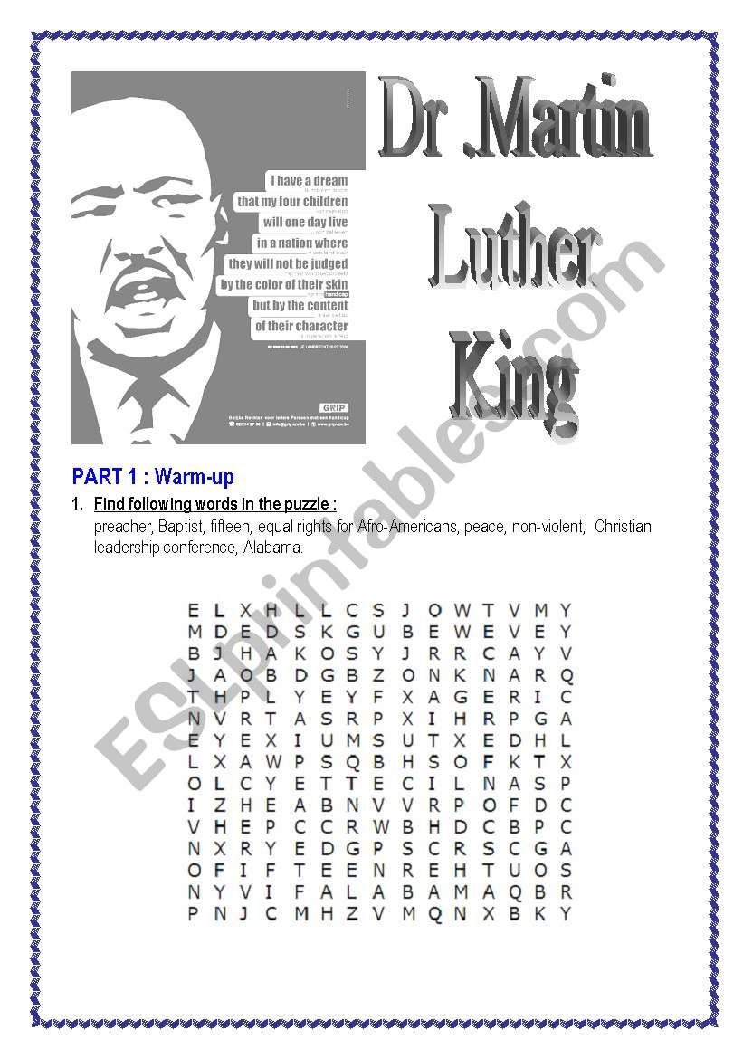 Martin Luther King (12 pages )