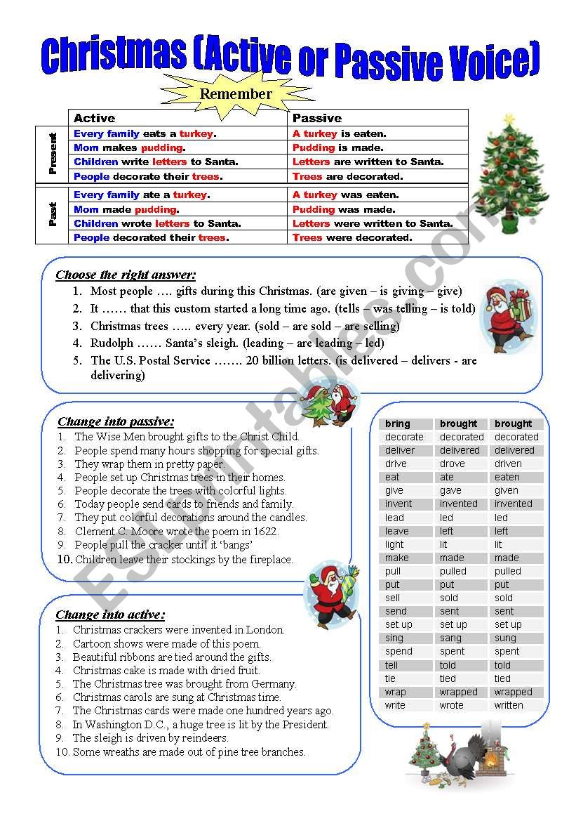 Christmas (Active or Passive) worksheet