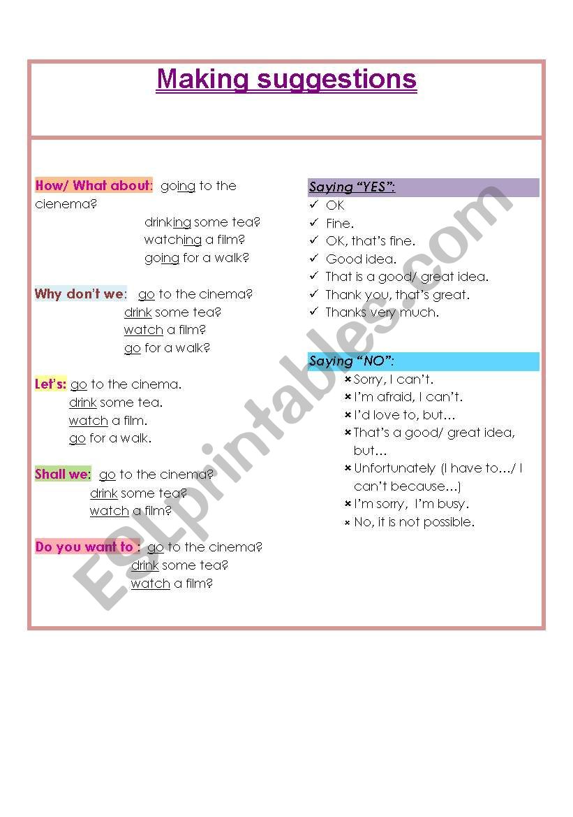 MAKING SUGGESTIONA worksheet