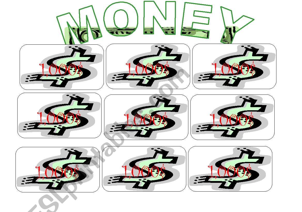 Grammar monopoly - money 5/5 worksheet