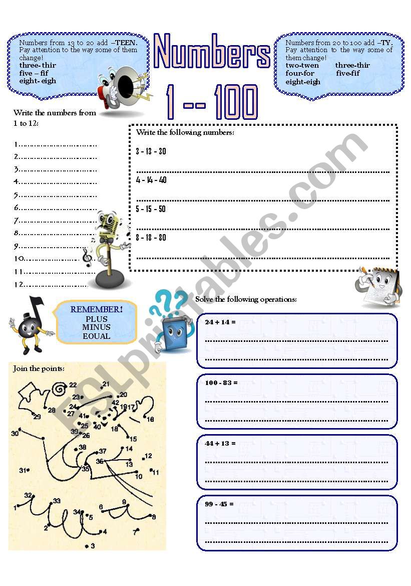 NUMBERS 1-100 worksheet