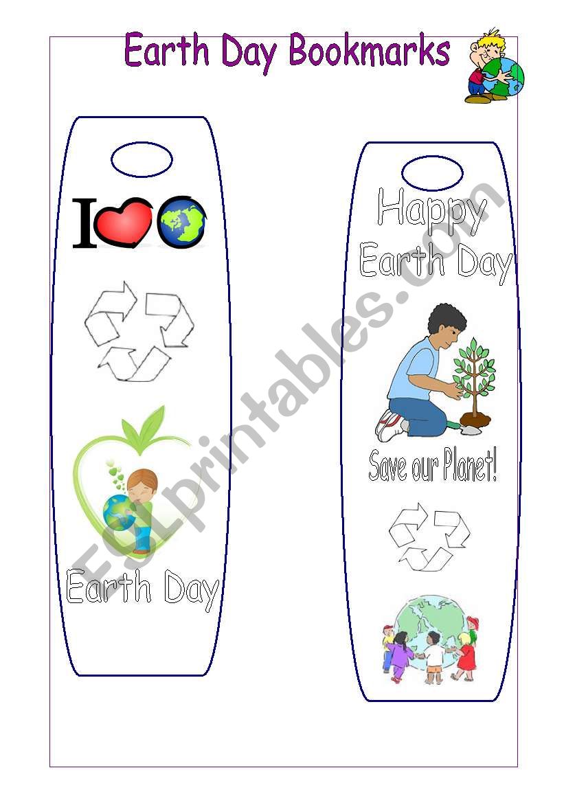 Earth Day Bookmarks worksheet