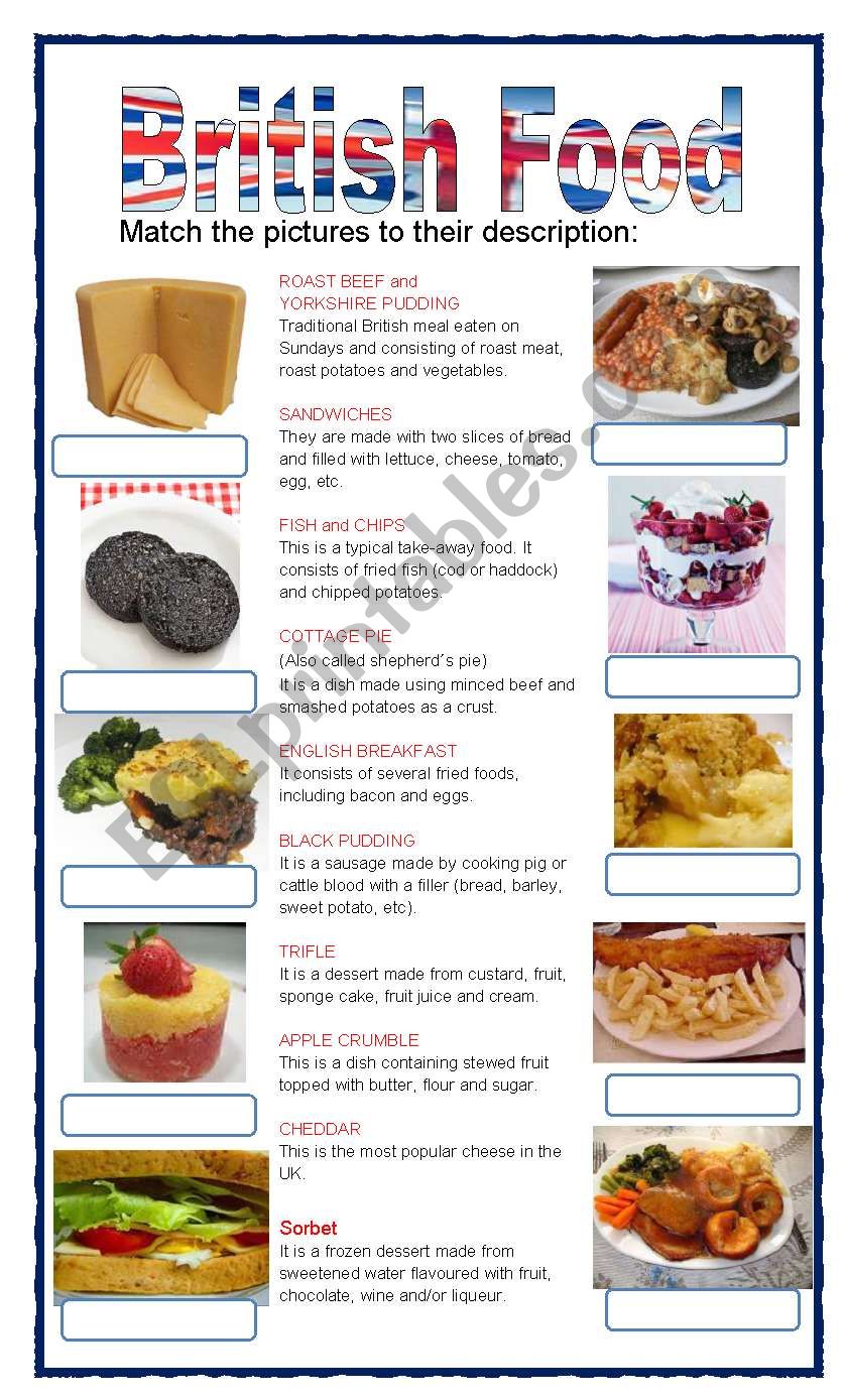 (set 2/8) BRITISH FOOD worksheet